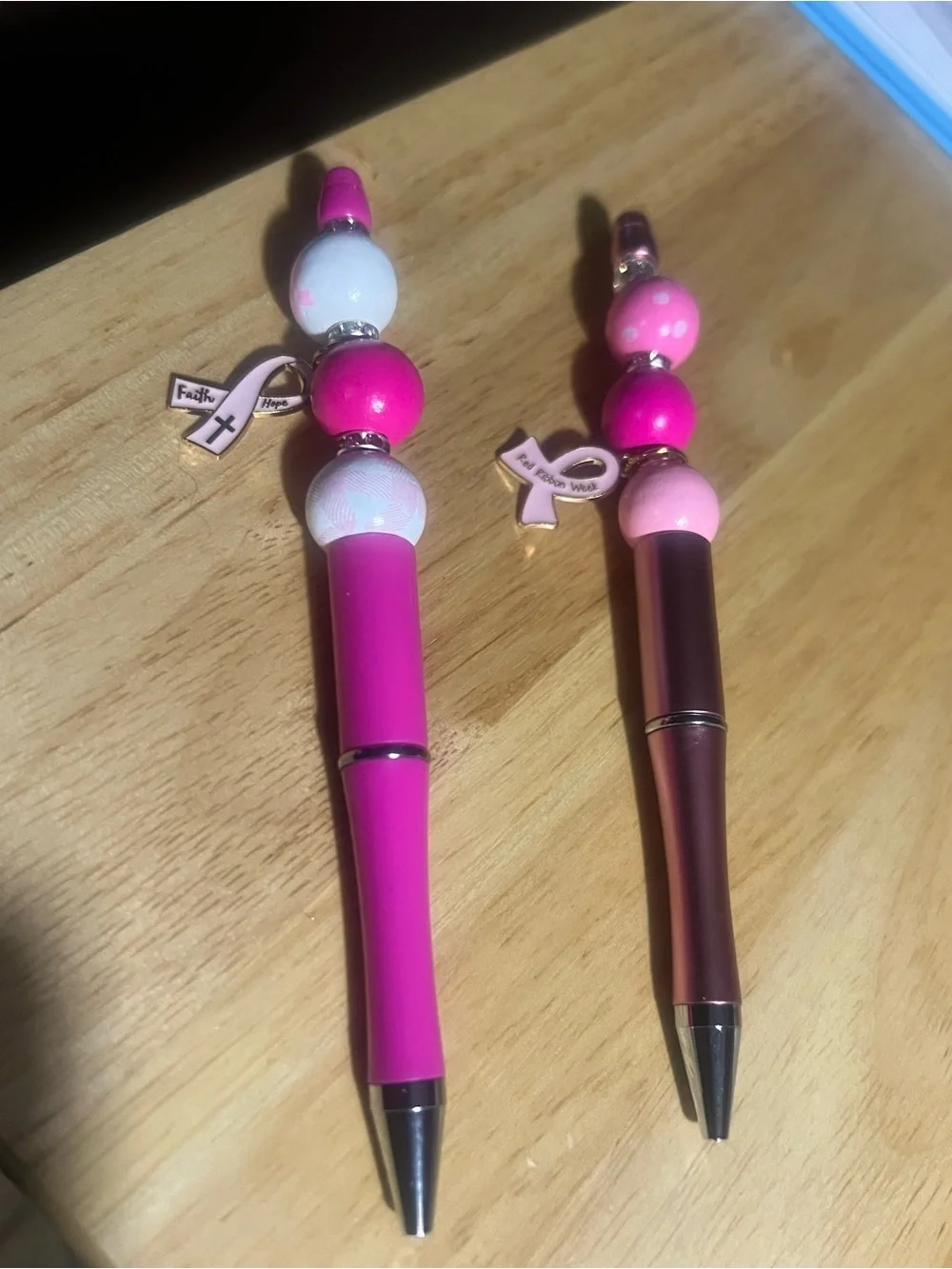 Beaded Pink Charm Ballpoint Pens - Set of 2 M44